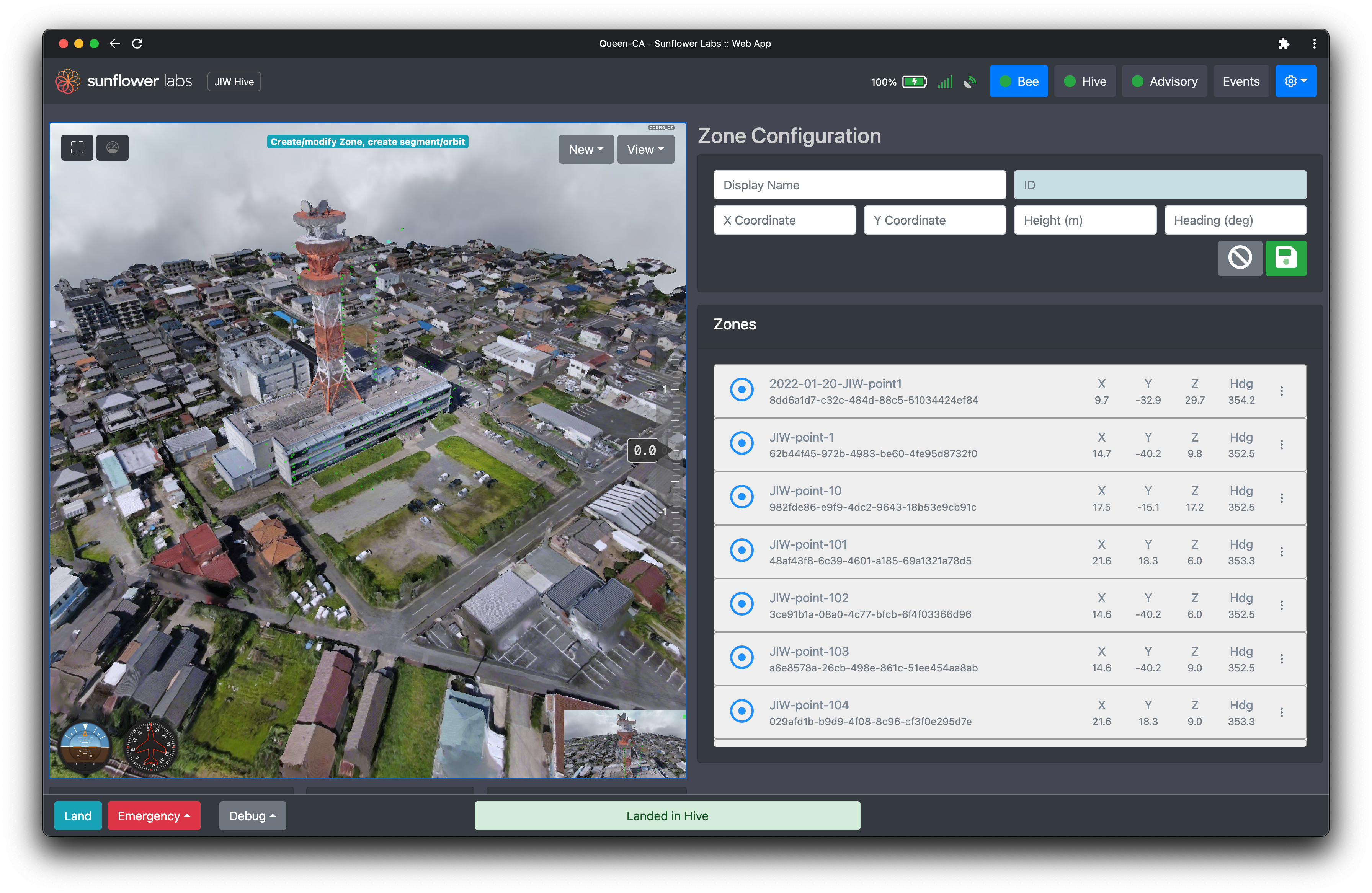 Sunflower Labs UI to configure drone inspections