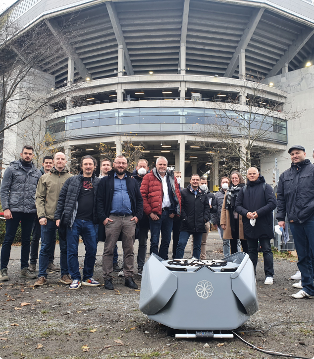Security Robotics and staff at Signal Iduna Park with Sunflower Labs Bee and Hive.